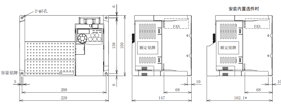 FR-E740-5.5K、7.5K-CHT尺寸圖